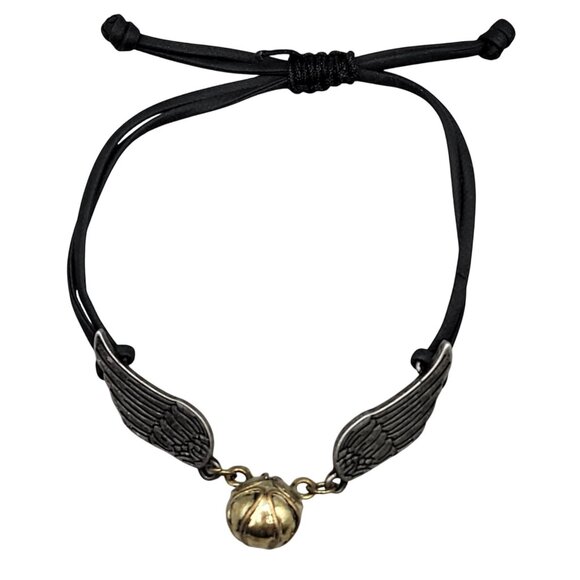 Harry Potter Golden Snitch Winged Bracelet Warner Bros Adjustable Black Cord - Picture 2 of 6